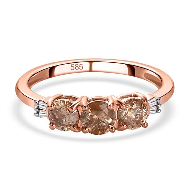 SGL zertifizierter nat&uuml;rlicher Champagner- und wei&szlig;er Diamant-Ring - 1 ct.