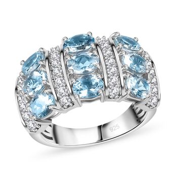 Espirito Santo AA Aquamarin und Zirkon Ring, ca. 3.21 ct.