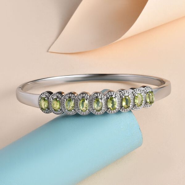 Nat&uuml;rlicher Peridot Armreif, ca. 20 cm, Edelstahl ca. 4.30 ct image number 1