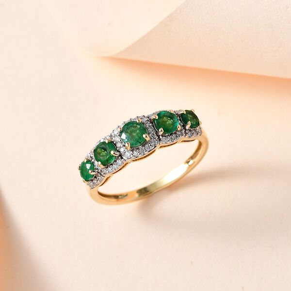 AAA Smaragd und Moissanit Ring in 375 Gold - 1,12 ct. image number 3