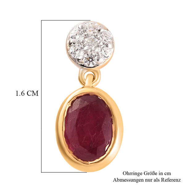 Afrikanische Rubin und Zirkon-Ohrh&auml;nger, (Fissure gef&uuml;llt), 925 Silber vergoldet ca. 2,54 ct&nbsp; image number 6