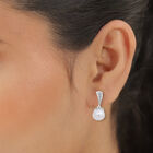Weiße Süßwasser Perle und Simulierter Diamant Ohrringe 925 Silber rhodiniert image number 1