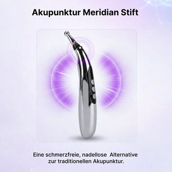 Akupunktur Meridian Stift mit Mikrostrom, wiederaufladbar, 9 Intensit&auml;tsstufen, Silber