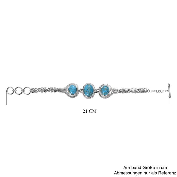 Blaues Türkis Armband ca. 18 cm Edelstahl ca. 18.47 ct image number 5
