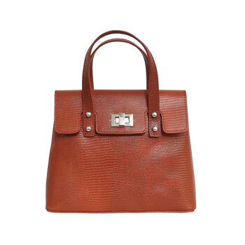 Assots London BENTLEY Designer-Tasche aus echtem Leder mit abnehmbarem Schulterriemen, Schlangenhautmuster, Gr&ouml;&szlig;e 25x5x18 cm, Braun