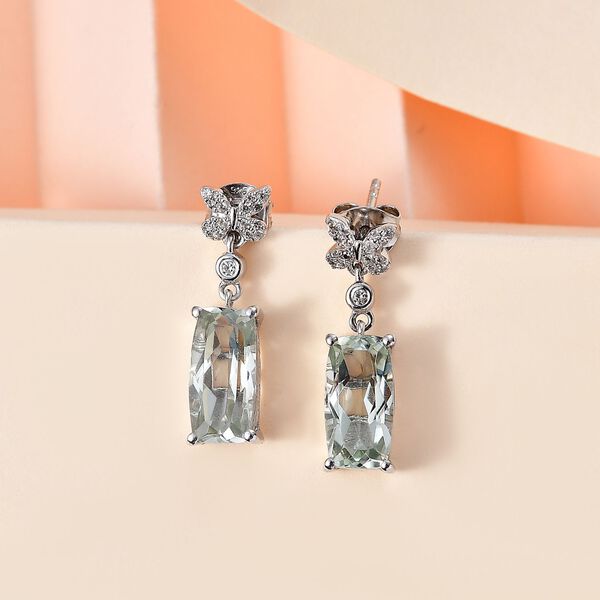 Prasiolith und Zirkon-Ohrringe - 5,90 ct. image number 2