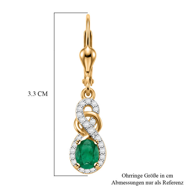D'Joy Socoto Smaragd, Wei&szlig;er Zirkon Ohrringe 925 Silber 750 Vergoldet ca. 0.95 ct image number 5