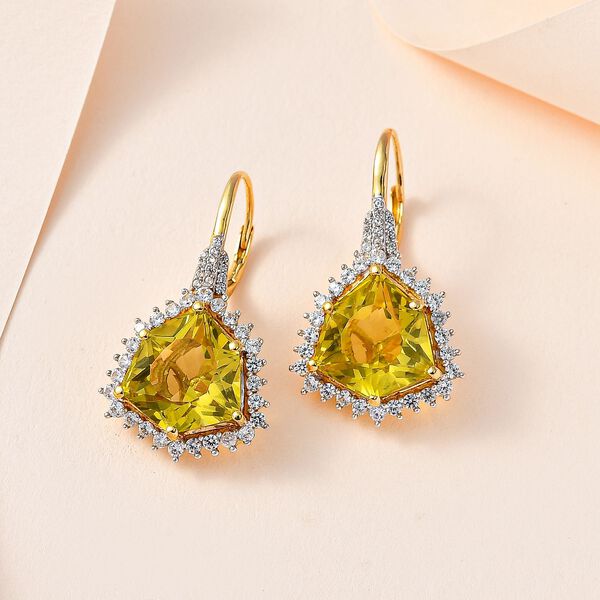 AA Ouro Verde Quarz und Zirkon Ohrringe - 17,57 ct. image number 2