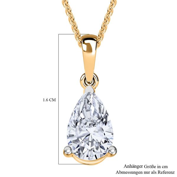 LUXURIANT SGL zertifizierter SI-GH Labor Tropfen-Diamant Anhänger mit 50cm Kette,  925 Silber 750 Gelbgold Vermeil - 1 ct. image number 5