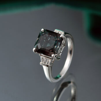 Farbwechsel Alexandrit Triplett Quarz und wei&szlig;er Topas Ring - 5 ct.