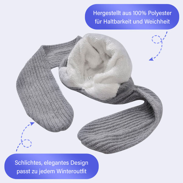 2-in-1 Gestrickte Winter Schalmütze, grau image number 3
