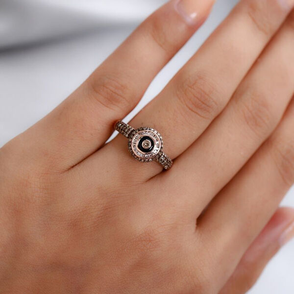 Nat&uuml;rlicher Champagner Diamant Ring 925 Silber Ros&eacute;gold Vermeil image number 3