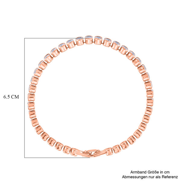Wei&szlig;es Rund-Schliff Zirkonia 19cm Armband in Ros&eacute;goldton image number 4