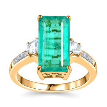 Smaragd Quarz Triplett und Zirkon Ring - 5,30 ct.