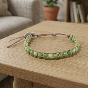 Flexibles gr&uuml;n-gelbes Regenblumen-Yuhua-Quarzit Armband - 35 ct.