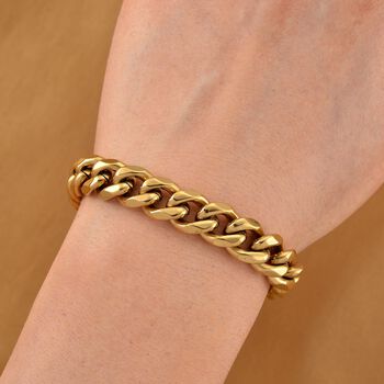 DESIGNER INSPIRIERT Panzer 316L Edelstahl IP-Gelbbeschichtung Armband ca. 19 cm ca. 23,20g