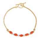 Padparadscha Quarz Triplette, Weißer Zirkon Armband ca. 18 cm Messing ca. 3.36 ct
