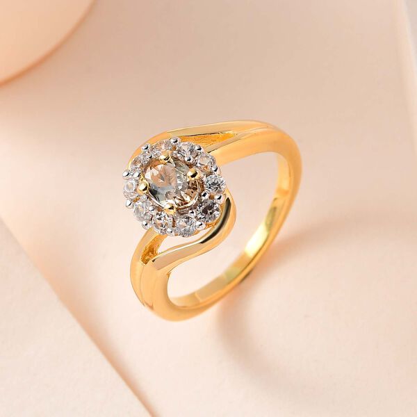 AA nat&uuml;rlicher, goldener Tansanit und Zirkon-Ring - 0,94 ct. image number 1