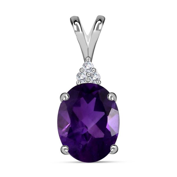 Afrikanischer Amethyst, wei&szlig;er Zirkon Anh&auml;nger, 925 Silber, ca. 1.69 ct