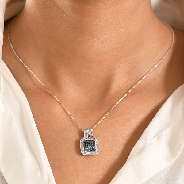 D'Joy blauer und wei&szlig;er Diamant Anh&auml;nger mit 50cm Kette - 1 ct. image number 2