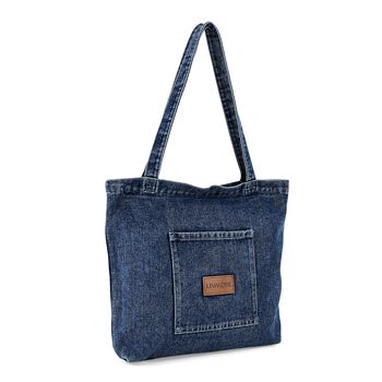 LIVMORE Shopper Tasche mit Rei&szlig;verschlussfach und Innenfach 42 x 34 x 8 cm Dunkelblau