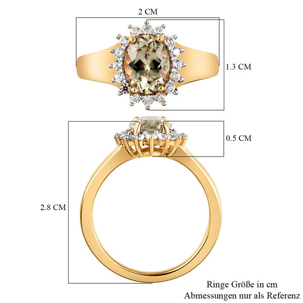 AAA Turkizit und weißer Zirkon-Ring, 925 Silber Gelbgold Vermeil  ca. 1,65 ct image number 8