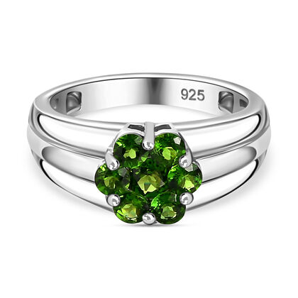 Nat&uuml;rlicher Chromdiopsid Ring, 925 Silber rhodiniert (Gr&ouml;&szlig;e 20.00) ca. 0.89 ct