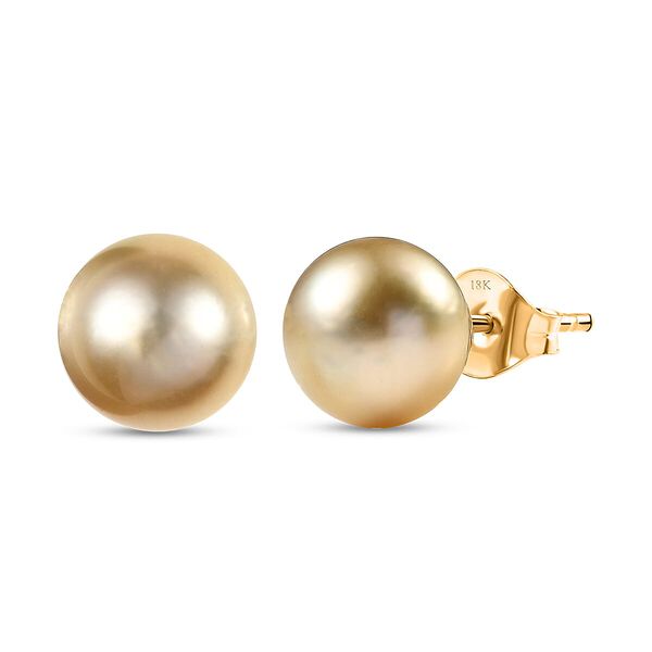 AAA Goldene S&uuml;dsee Perle (9-10 mm) Ohrringe 750 Gelb Gold