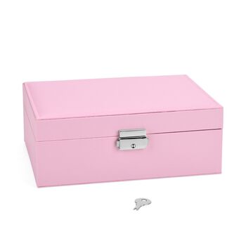 2-lagige PU Schmuckbox, 22,8x17x8,5cm, Rosa