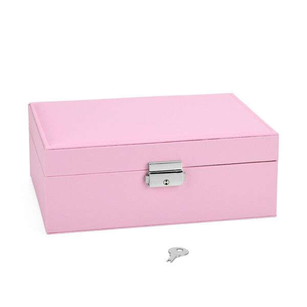2-lagige PU Schmuckbox, 22,8x17x8,5cm, Rosa image number 2