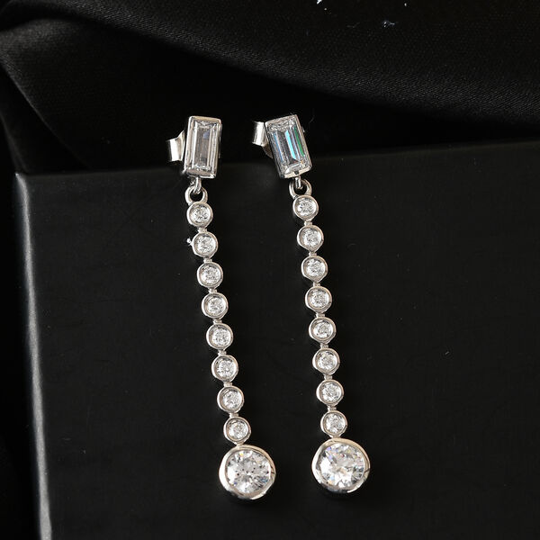 LUSTRO STELLA Hergestellt mit Feinster ZIRKONIA Tropfen Ohrh&auml;nger 925 Silber platiniert&nbsp; image number 2