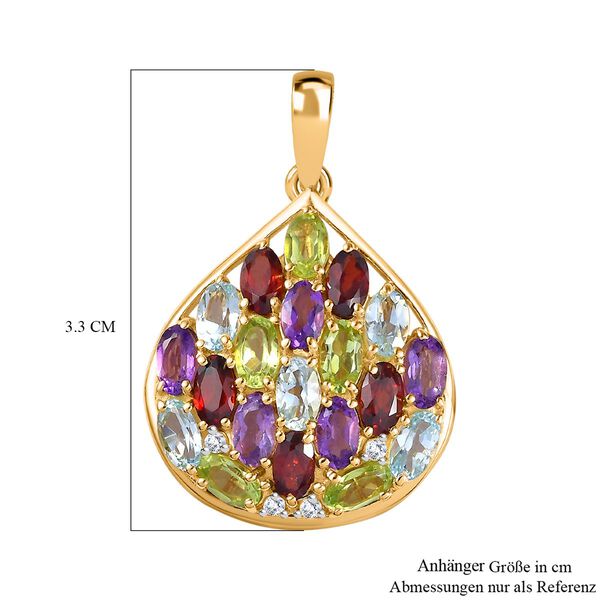 Roter Granat, Blau Topas Anhänger 925 Silber 750 Gelb Vermeil ca. 5.39 ct image number 6