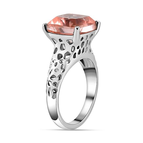 Rosa Morganit Quarz Triplette Ring, Edelstahl (Größe 20.00) ca. 5.27 ct image number 4