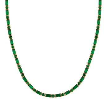 Gr&uuml;ner Zirkonia Halskette ca. 50 cm Messing Standard