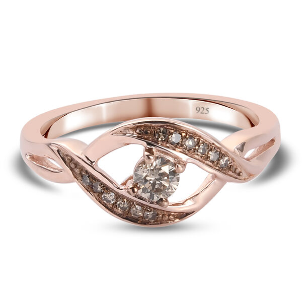 Champagner Diamant Ring 925 Silber Rosegold Vermeil