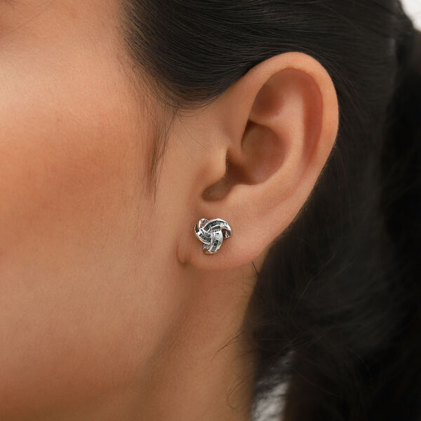 0,25 Ct. Gr&uuml;ner Diamant Knoten Ohrstecker aus 925 Silber platiniert image number 2