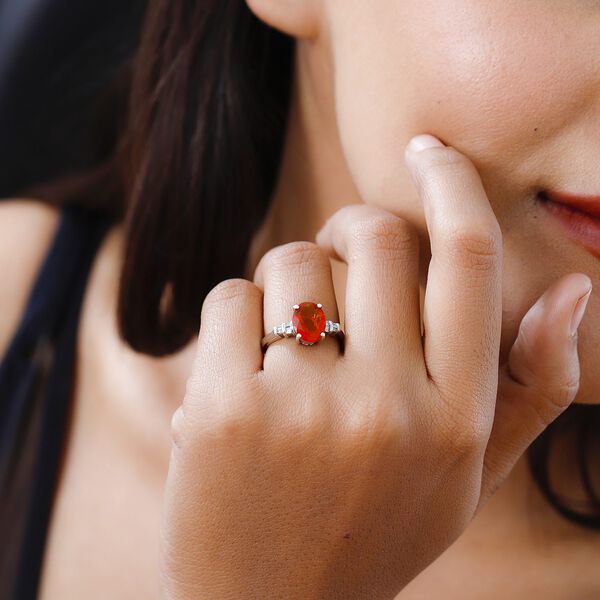 Purpurroter Feueropal und Diamant-Ring - 2,21 ct. image number 3