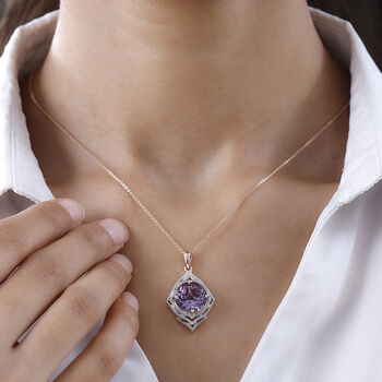AAA Rose De France Amethyst Anh&auml;nger, 925 Silber ros&eacute;vergoldet ca. 6.02 ct
