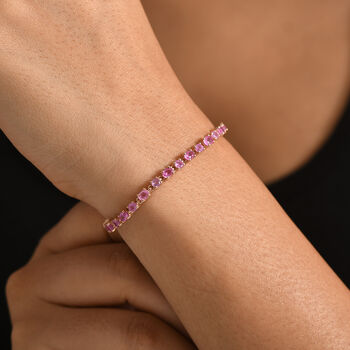 D'Joy Ilakaka Rosa Saphir (Fissure gef&uuml;llt) Armband ca. 20 cm 925 Silber 750 Ros&eacute;gold vermeil ca. 7,59 ct.