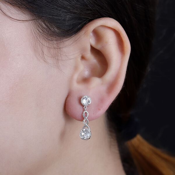 J Francis gefertigt mit SWAROVSKI- Weiße Swarovski Kristall Ohrringe, 925 Silber rhodiniert image number 3