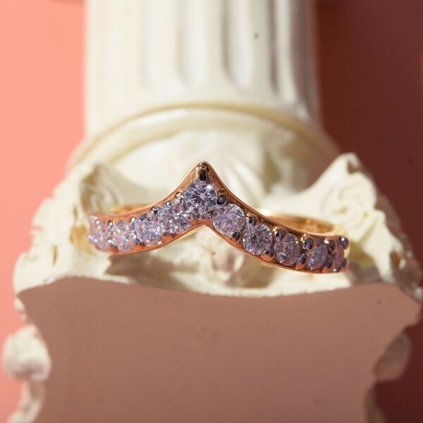 Moissanit Ring 925 Silber Gelbgold Vermeil (Gr&ouml;&szlig;e 18.00) ca. 0,68 ct image number 1