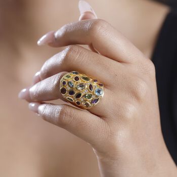 Mehrfarbiger Edelstein Ring, Messing (Gr&ouml;&szlig;e 18.00) ca. 5.27 ct