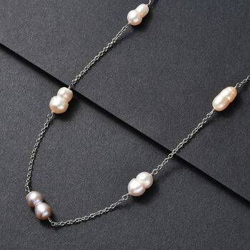 S&uuml;&szlig;wasser Perle Halskette ca. 60 cm, Reiner Edelstahl