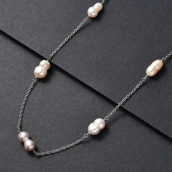S&uuml;&szlig;wasser Perle Halskette ca. 60 cm, Reiner Edelstahl image number 1