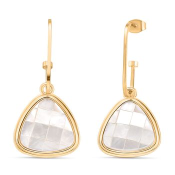 Wei&szlig;e Muschelkernperlen Ohrringe, Goldfarben