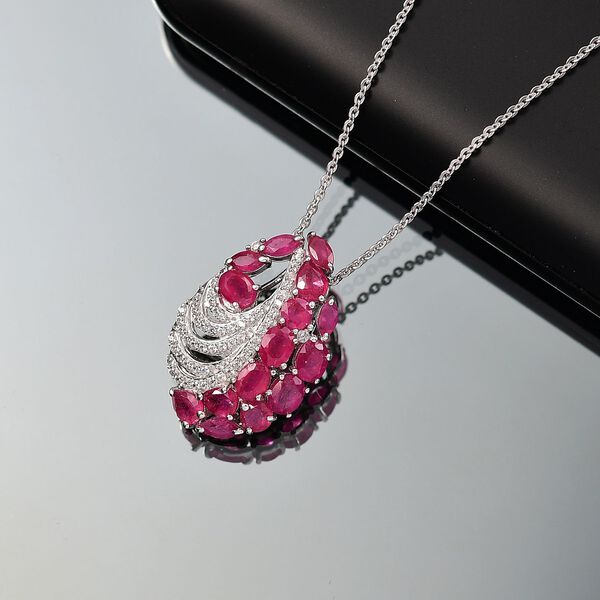 Afrikanischer Rubin und Zirkon Anh&auml;nger mit  45cm Kette - 3,88 ct. image number 1