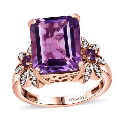 AAA Rose De France Amethyst, Afrikanischer Amethyst Ring 925 Silber 750 Roségold Vermeil (Größe 20.00) ca. 6,22 ct image number 0