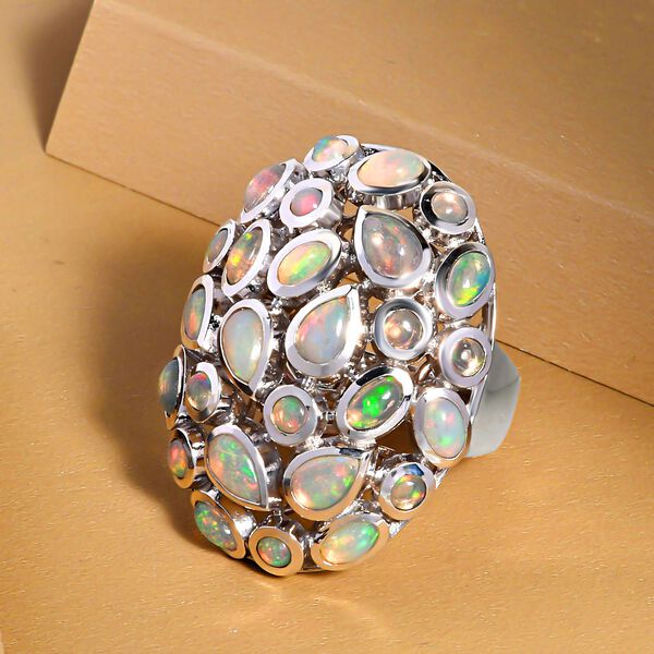 Natürlicher, äthiopischer Welo Opal-Ring, 925 Silber platiniert  3,88 Carat ca. 3,96 ct image number 2