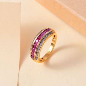 Afrikanischer Rubin und Zirkon Ring - 1,20 ct.