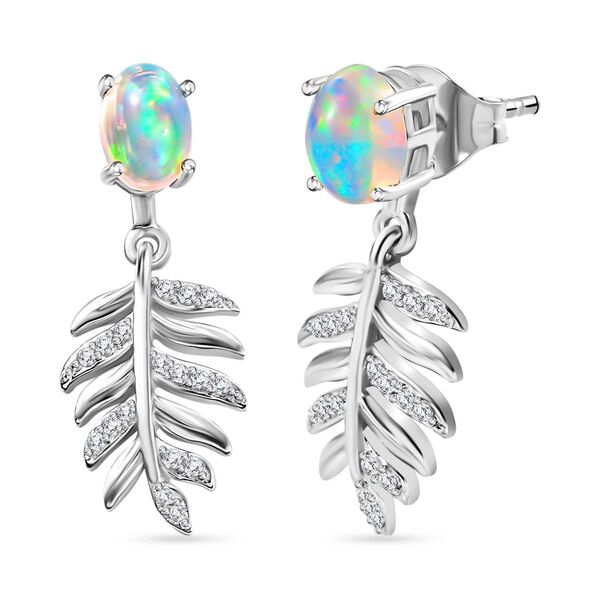 AA Nat&uuml;rliche, &auml;thiopische Welo Opal und Zirkon Ohrringe - 1,40 ct.